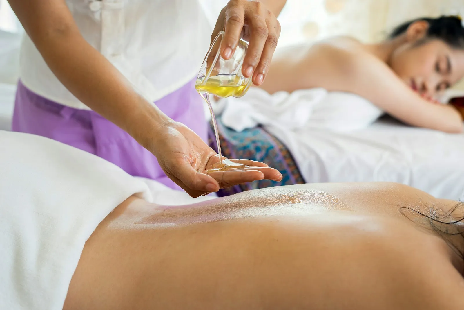 A calm, professional therapeutic massage session